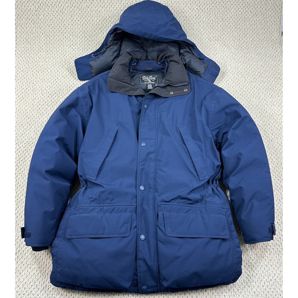 Vtg Eddie Bauer Coat Mens MT Tall Size Blue Gore-Tex Down Parka Hooded Insulated
